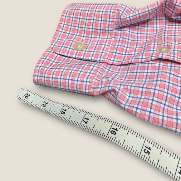 Vineyard Vines Performance Slim Fit Murray Shirt XL Pink Blue Plaid Stretch - Picture 7 of 8